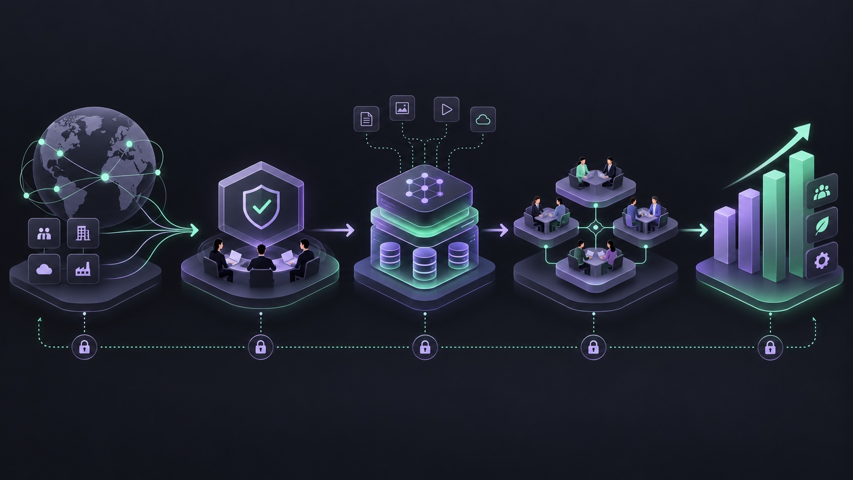 AI-enabled GCC operating system linking enterprise direction, governance, shared platforms, product teams and outcomes